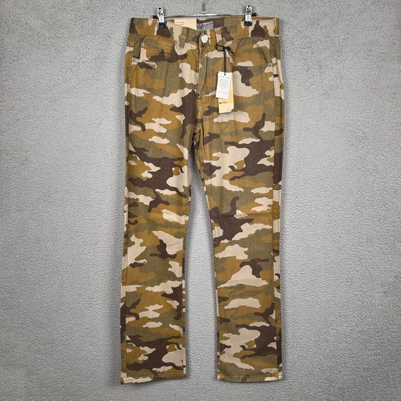 PJ Mark Jeans Mens 34x34 Brown Desert Camo Urban Straight Military Skater Grunge - Picture 1 of 12